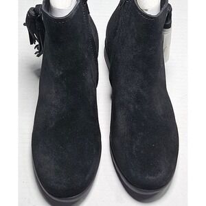 Vaneli Sport Dommie Black Suede Ankle Boots Side Zip Wedge Booties Womens 6W